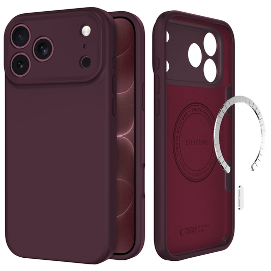 MagSafe Case for Apple iPhone 18 Pro / 17 Pro, Tech-Protect, Silicone, Burgundy