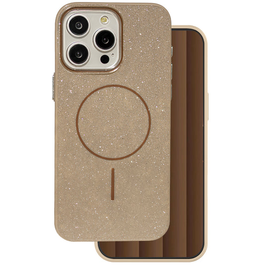 MagSafe-kuori Apple iPhone 15 Pro:lle, OEM, Glitter Thin Mag, Ruskea