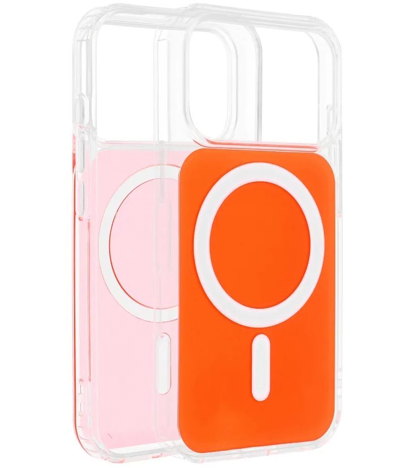 MagSafe Case for Apple iPhone 17e / 16e, OEM, Clear Fusion Mag Cover, Orange