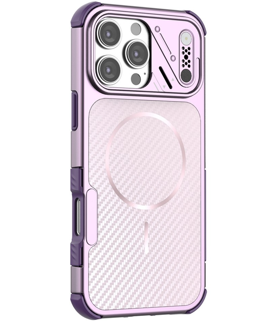 MagSafe-kuori Apple iPhone 16 Prolle, OEM, hiilikuitu ja kulmasuoja, violetti