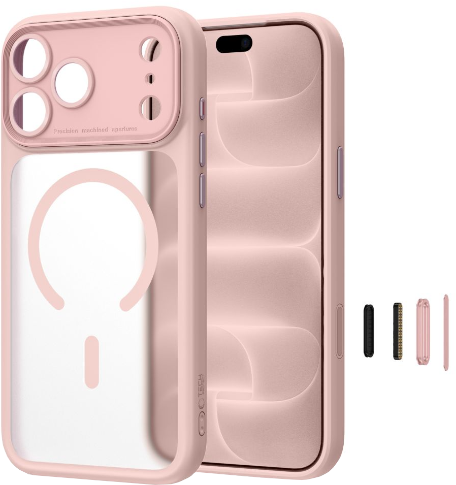 MagSafe-suojakuori Apple iPhone 18 Pro / 17 Pro -puhelimelle, Tech-Protect, MagPeak CC, mattapinkki