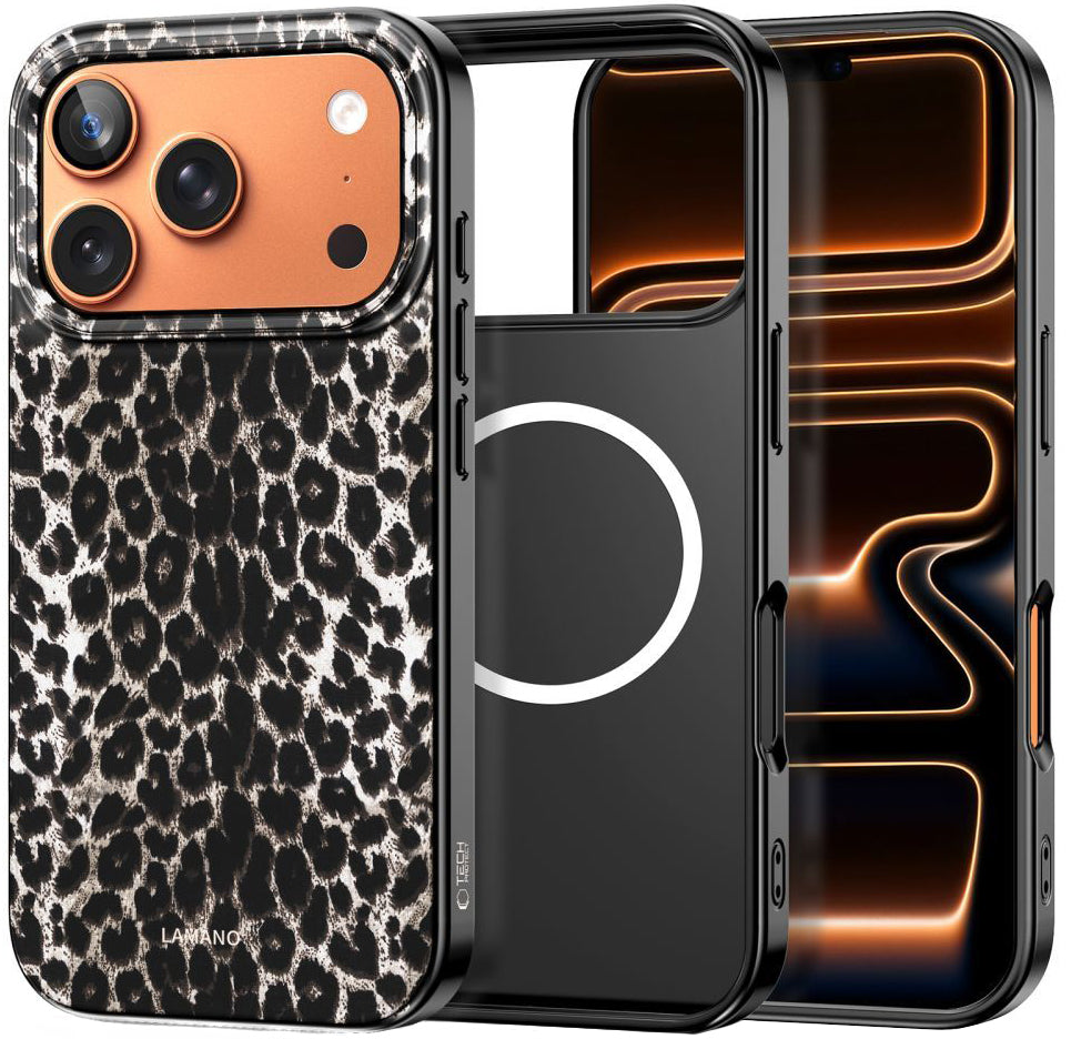MagSafe-kotelo Apple iPhone 17 Prolle, Tech-Protect, Lamano Leopard, Musta