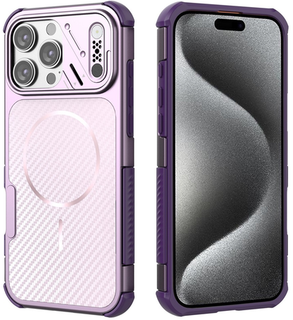 MagSafe-kuori Apple iPhone 16 Prolle, OEM, hiilikuitu ja kulmasuoja, violetti