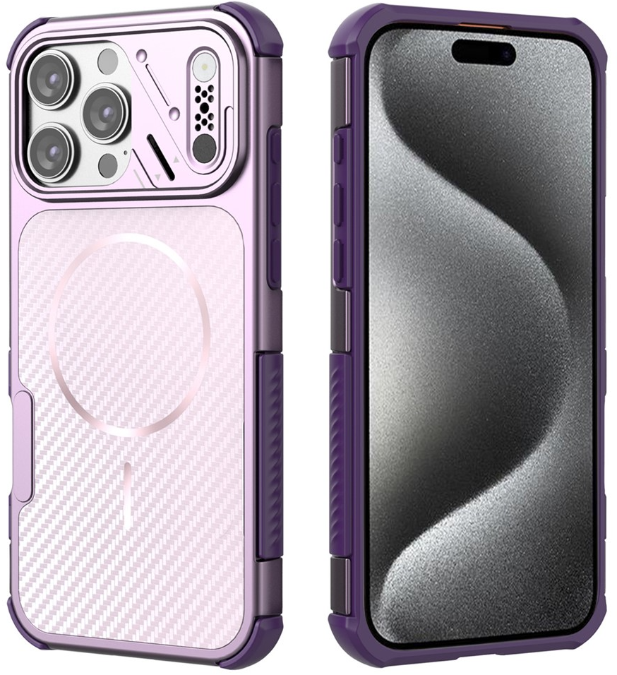 MagSafe-kuori Apple iPhone 16 Pro Maxille, OEM, hiilikuitu ja kulmasuoja, violetti