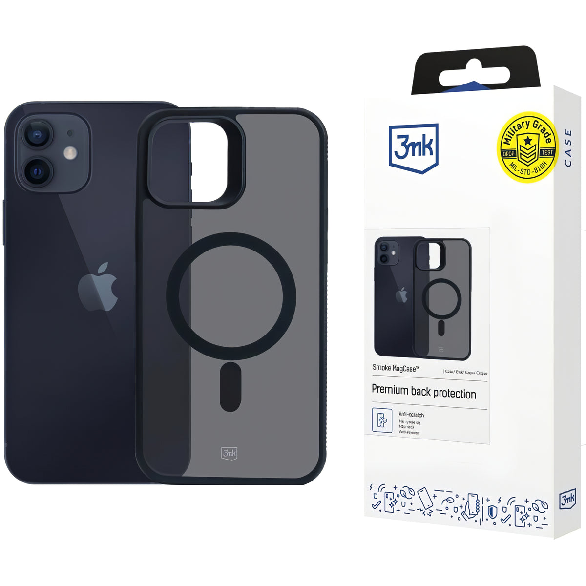 MagSafe-kuori Apple iPhone 12 / 12 Pro:lle, 3MK, Smoke MagCase, Musta