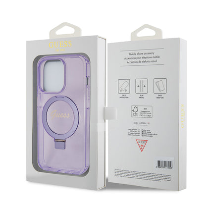 MagSafe-kotelo Apple iPhone 15 Pro Maxille, Guess, IML Ring Stand Glitter, Violetti GUHMP15XHRSGSU