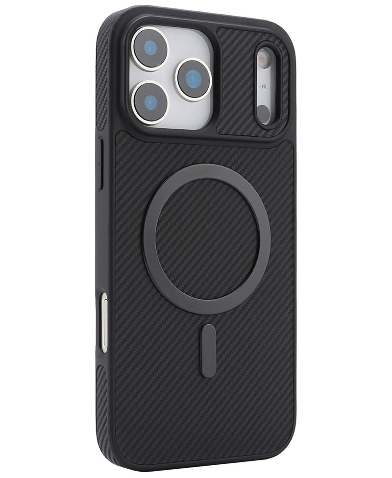 MagSafe-kuori Apple iPhone 17 Pro:lle, OEM, hiilikuituinen metallirengas, musta