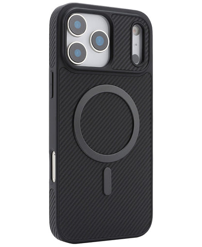 MagSafe-kuori Apple iPhone 17 Pro:lle, OEM, hiilikuituinen metallirengas, musta