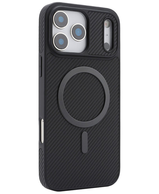 MagSafe-kuori Apple iPhone 17 Pro:lle, OEM, hiilikuituinen metallirengas, musta