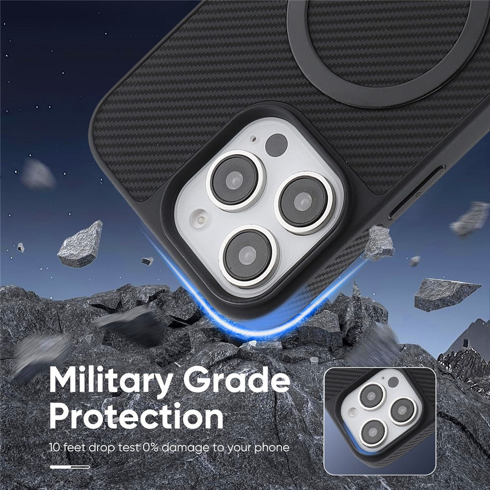MagSafe-kuori Apple iPhone 16 Pro Maxille, OEM, hiilikuituinen metallirengas, musta