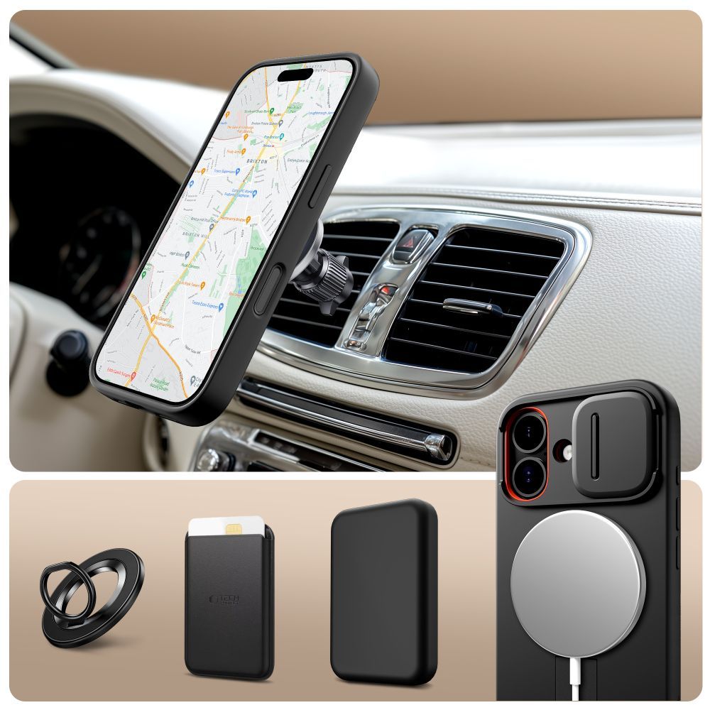 MagSafe-kotelo Apple iPhone 17:lle, Tech-Protect, Kevlar Aura, Musta