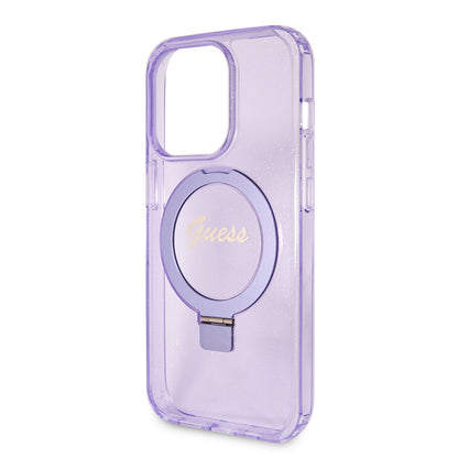 MagSafe-kotelo Apple iPhone 15 Pro Maxille, Guess, IML Ring Stand Glitter, Violetti GUHMP15XHRSGSU