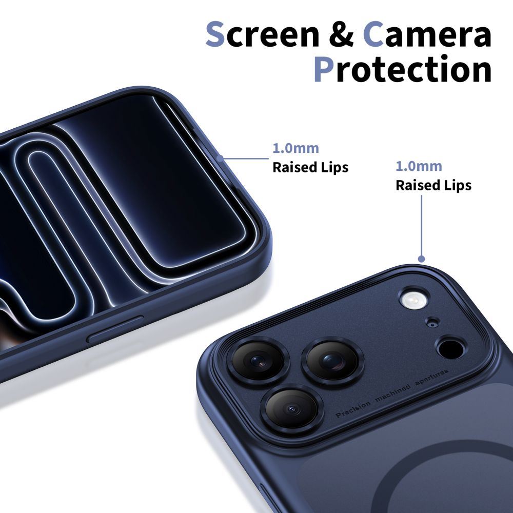 MagSafe Case for Apple iPhone 17 Pro Max, Tech-Protect, MagPeak, Matte Navy Blue