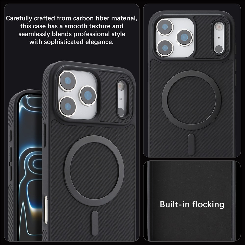 MagSafe-kuori Apple iPhone 17 Pro Maxille, OEM, hiilikuituinen metallirengas, musta
