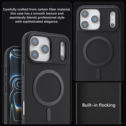 MagSafe-kuori Apple iPhone 17 Pro Maxille, OEM, hiilikuituinen metallirengas, musta