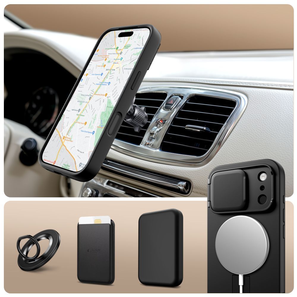MagSafe-kotelo Apple iPhone 17 Pro Maxille, Tech-Protect, Kevlar Aura, Musta
