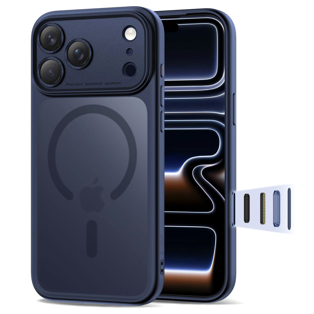MagSafe Case for Apple iPhone 17 Pro Max, Tech-Protect, MagPeak, Matte Navy Blue