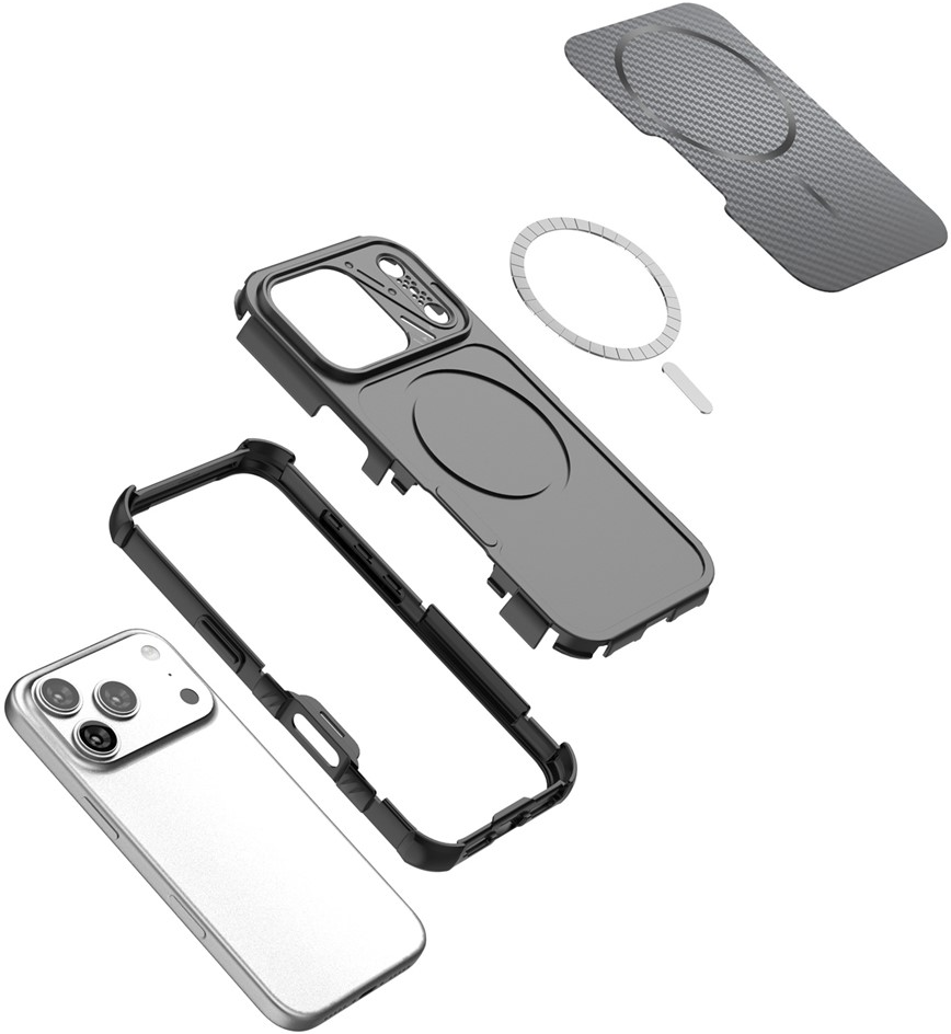 MagSafe-kuori Apple iPhone 18 Pro Max / 17 Pro Max, OEM, hiili ja kulmasuoja, musta