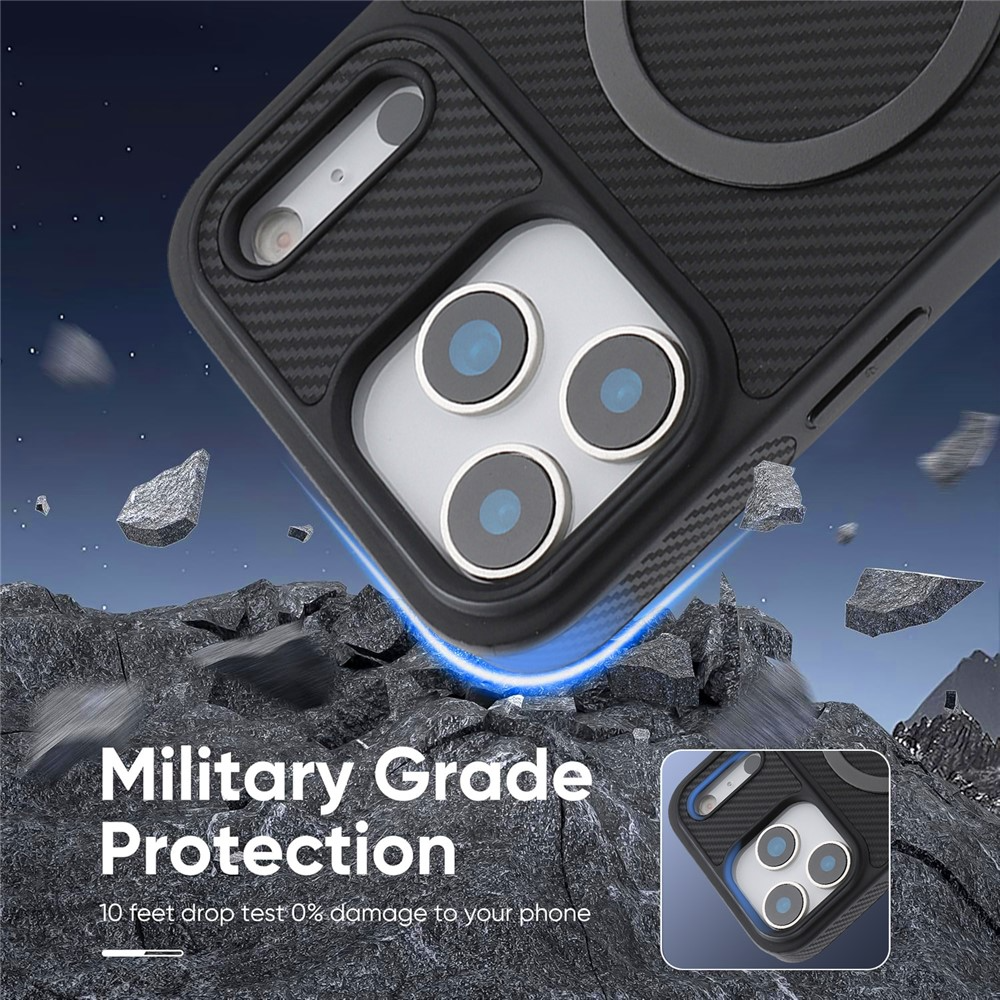 MagSafe-kuori Apple iPhone 17 Pro Maxille, OEM, hiilikuituinen metallirengas, musta