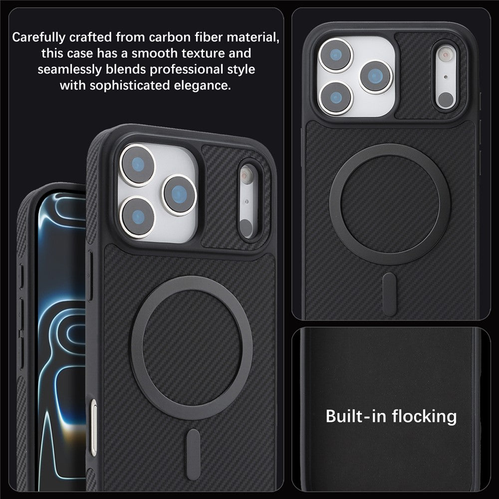 MagSafe-kuori Apple iPhone 17 Pro:lle, OEM, hiilikuituinen metallirengas, musta