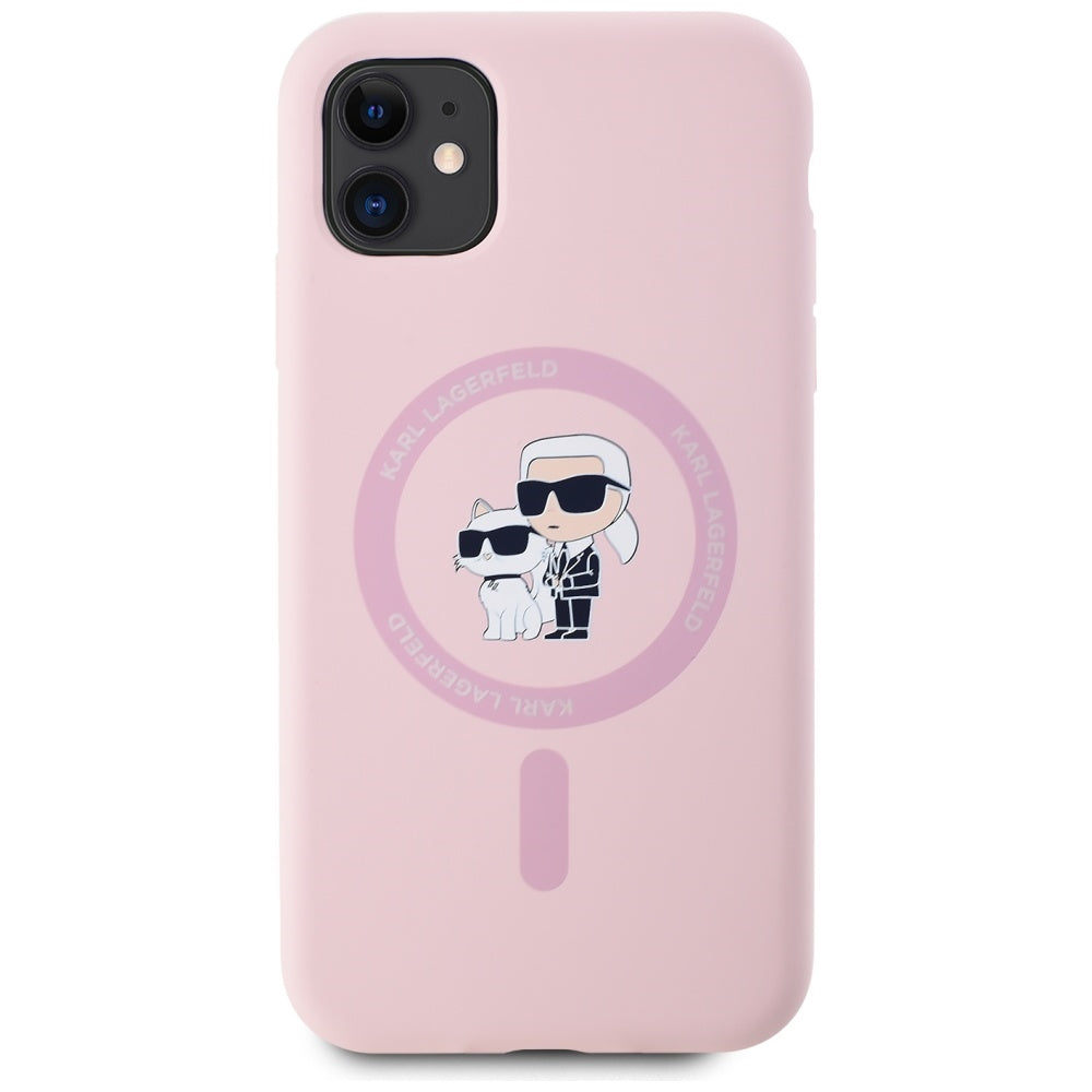 MagSafe Case for Apple iPhone 11, Karl Lagerfeld, Karl & Choupette Silicone, Pink