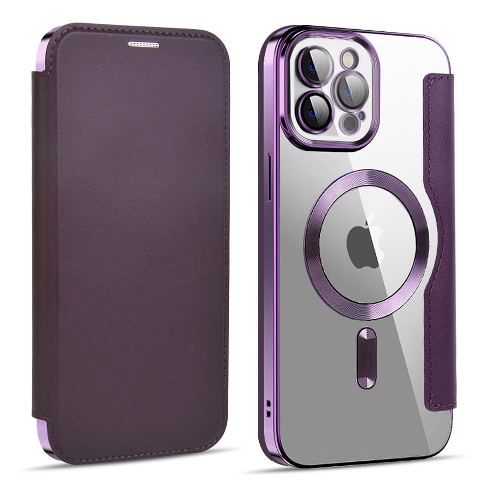 MagSafe Case for Apple iPhone 11 Pro Max, Techsuit, SmartMag Book, Purple