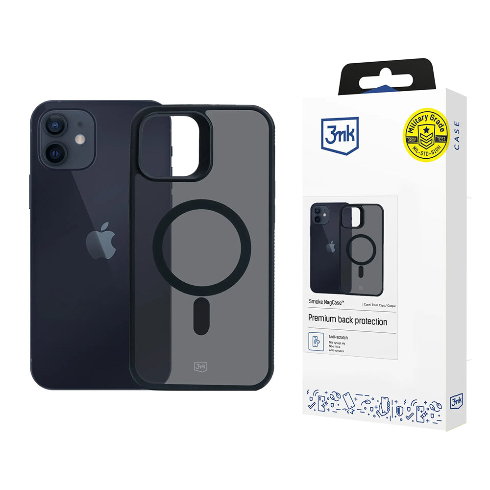 MagSafe-kuori Apple iPhone 12 / 12 Pro:lle, 3MK, Smoke MagCase, Musta