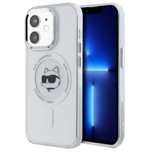MagSafe-kotelo Apple iPhone 12 / 12 Prolle, Karl Lagerfeld, IML Metal Choupette's Head, Valkoinen