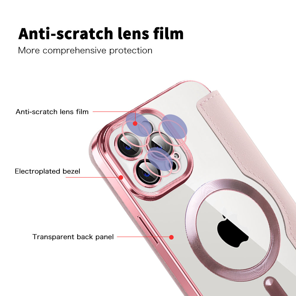 MagSafe-kuori Apple iPhone 12 Pro Maxille, Techsuit, SmartMag Book, Vaaleanpunainen