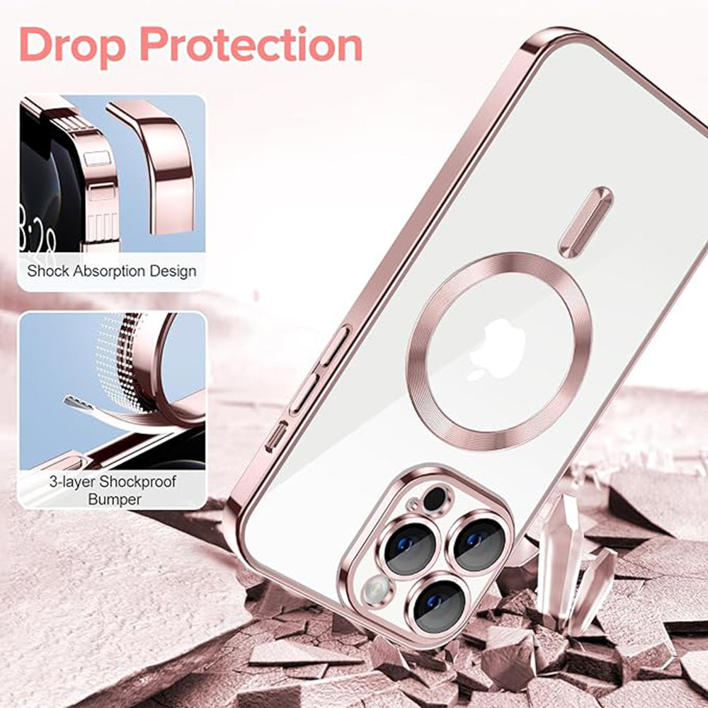 MagSafe-kuori Apple iPhone 12 Pro:lle, Techsuit, Luxury Crystal, Vaaleanpunainen