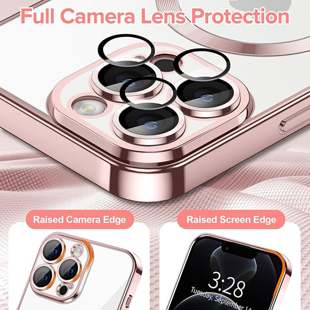MagSafe-kuori Apple iPhone 12 Pro:lle, Techsuit, Luxury Crystal, Vaaleanpunainen