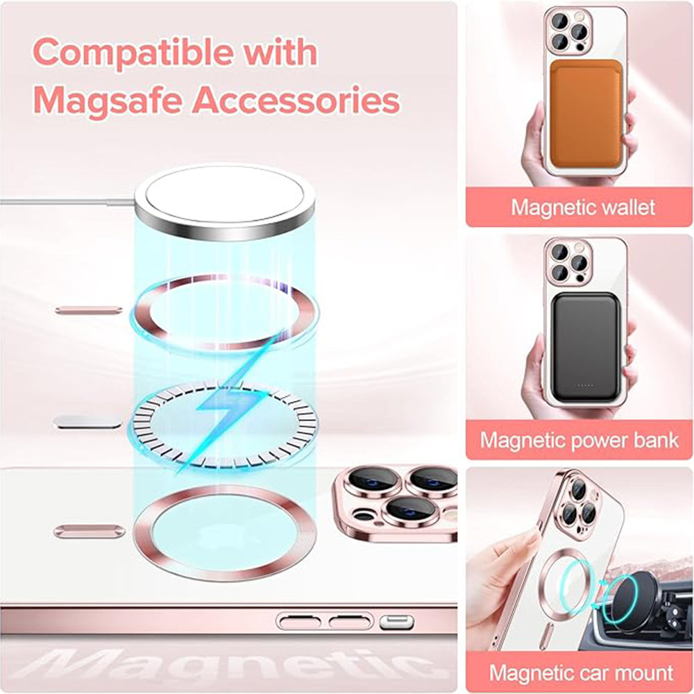 MagSafe-kuori Apple iPhone 12 Pro:lle, Techsuit, Luxury Crystal, Vaaleanpunainen