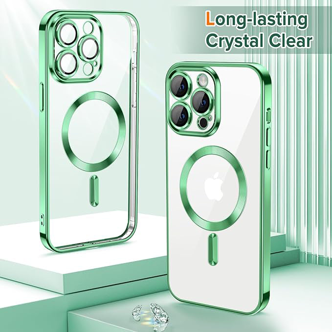 MagSafe Case for Apple iPhone 12 Pro, Techsuit, Luxury Crystal, Light Green