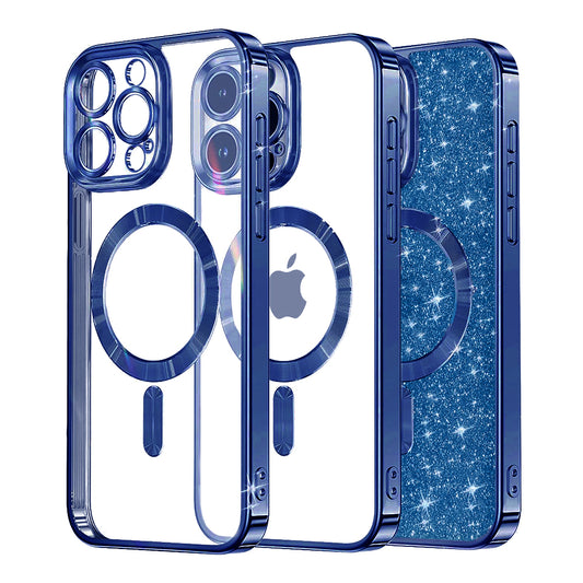 MagSafe-kuori Apple iPhone 12 Pro:lle, Techsuit, Luxury Glitter, Tummansininen