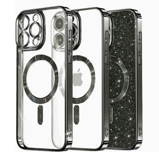 MagSafe-kuori Apple iPhone 12 Pro:lle, Techsuit, Luxury Glitter, Musta