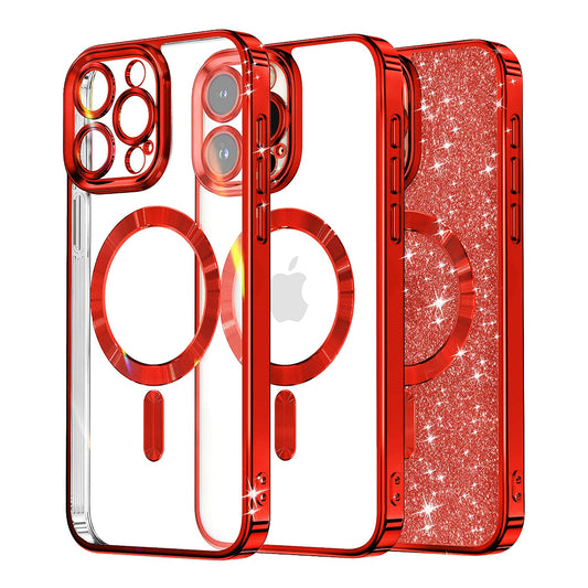 MagSafe-kuori Apple iPhone 12 Pro:lle, Techsuit, Luxury Glitter, Punainen