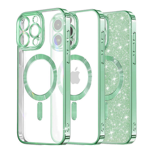 MagSafe-kuori Apple iPhone 12 Pro:lle, Techsuit, Luxury Glitter, Vaaleanvihreä