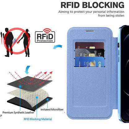 MagSafe Case for Apple iPhone 12 Pro, Techsuit, SmartMag Book, Blue