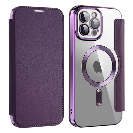 MagSafe Case for Apple iPhone 12 Pro, Techsuit, SmartMag Book, Purple