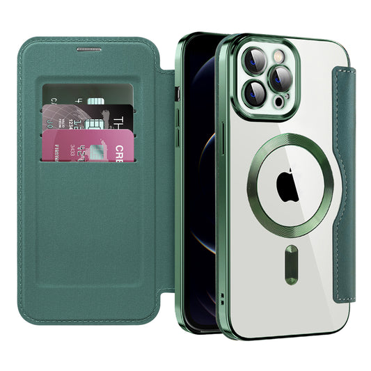 MagSafe Case for Apple iPhone 12 Pro, Techsuit, SmartMag Book, Green