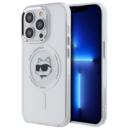MagSafe-kotelo Apple iPhone 13 Pro Maxille, Karl Lagerfeld, IML Metal Choupette's Head, Valkoinen