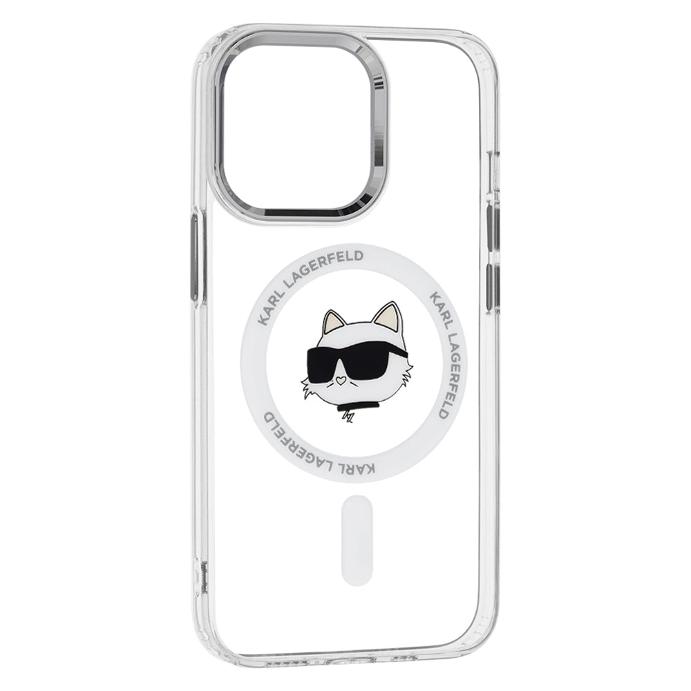 MagSafe Case for Apple iPhone 13 Pro Max, Karl Lagerfeld, IML Metal Choupette's Head, White