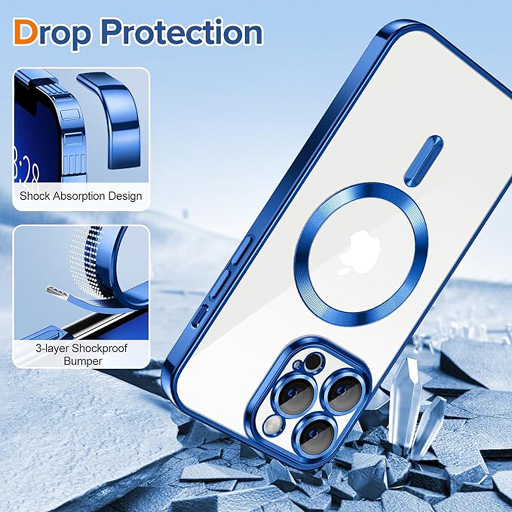 MagSafe Case for Apple iPhone 13 Pro Max, Techsuit, Luxury Crystal, Dark Blue