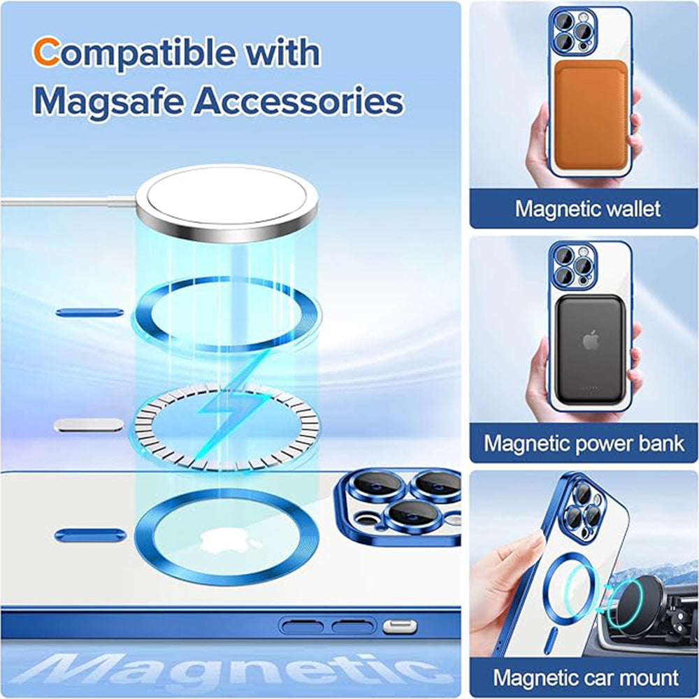 MagSafe Case for Apple iPhone 13 Pro Max, Techsuit, Luxury Crystal, Dark Blue