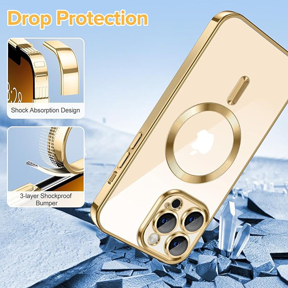MagSafe-kuori Apple iPhone 13 Pro Maxille, Techsuit, Luxury Crystal, Kultainen