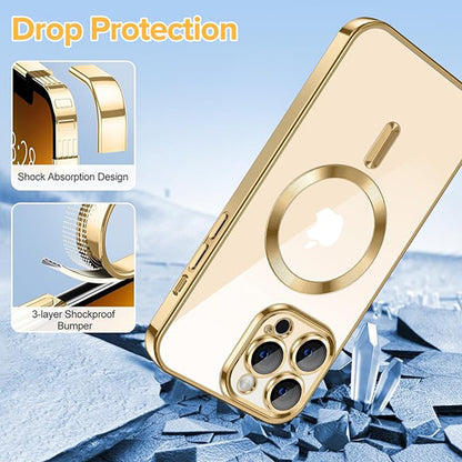 MagSafe-kuori Apple iPhone 13 Pro Maxille, Techsuit, Luxury Crystal, Kultainen