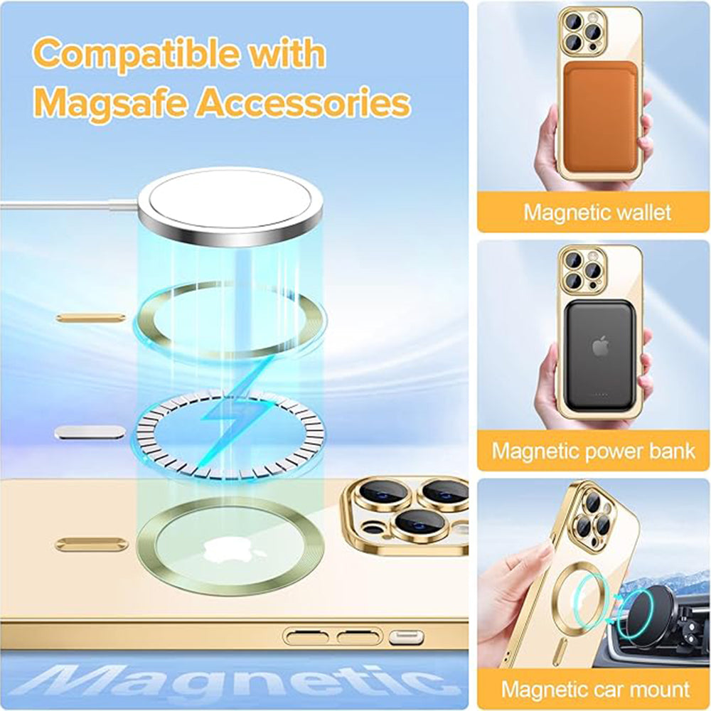 MagSafe-kuori Apple iPhone 13 Pro Maxille, Techsuit, Luxury Crystal, Kultainen