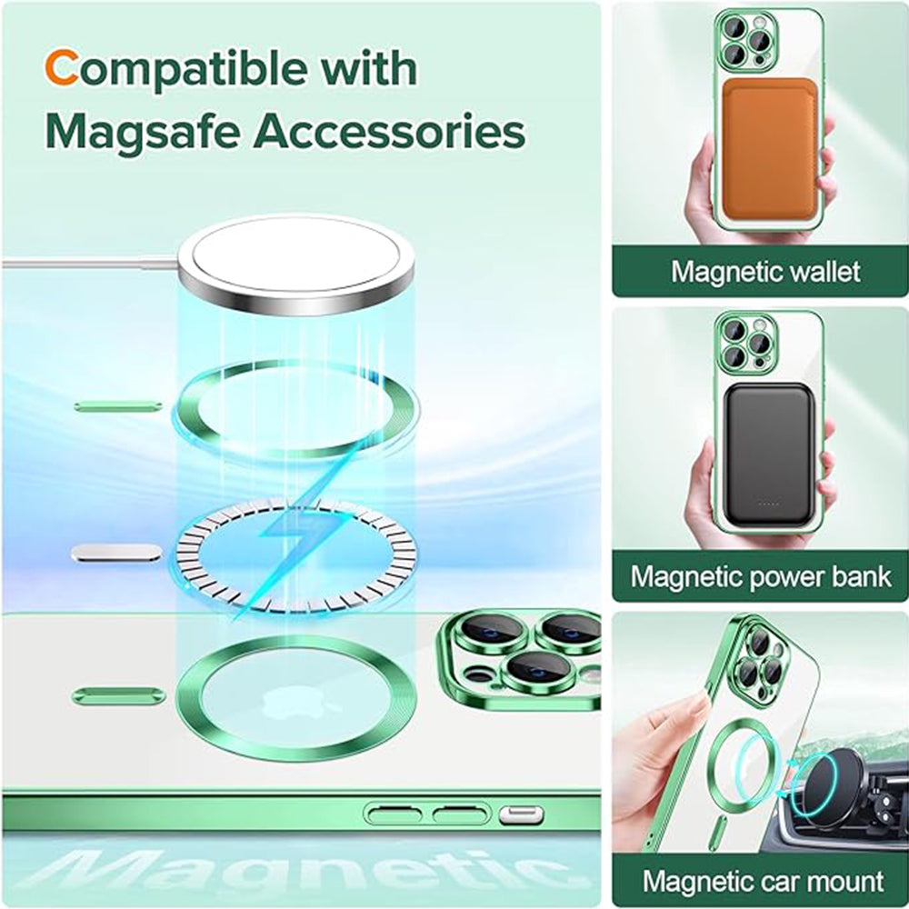 MagSafe-kuori Apple iPhone 13 Pro Maxille, Techsuit, Luxury Crystal, Vaaleanvihreä
