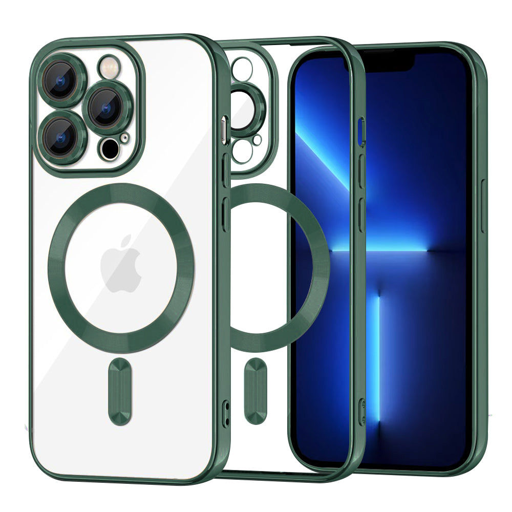 MagSafe-kuori Apple iPhone 13 Pro Maxille, Techsuit, Luxury Crystal, Tummanvihreä