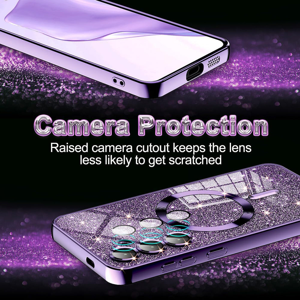 MagSafe Case for Apple iPhone 13 Pro Max, Techsuit, Luxury Glitter, Light Purple
